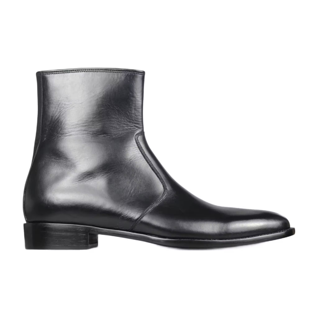Handmade Leather Ankle Boots: Men's Zipper Dress Boots