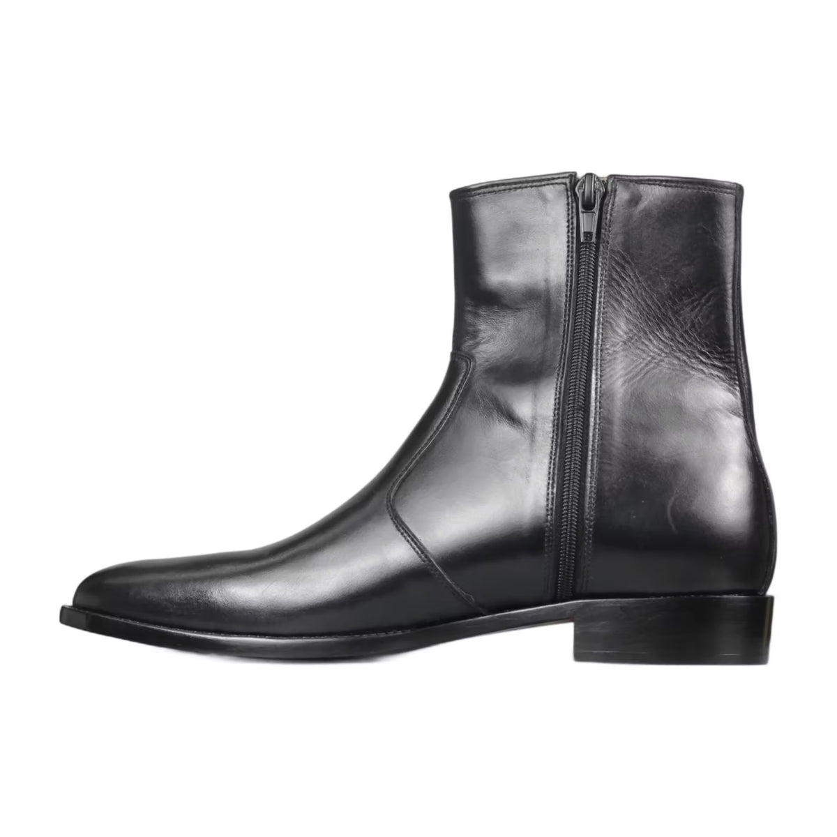 Handmade Leather Ankle Boots: Men's Zipper Dress Boots