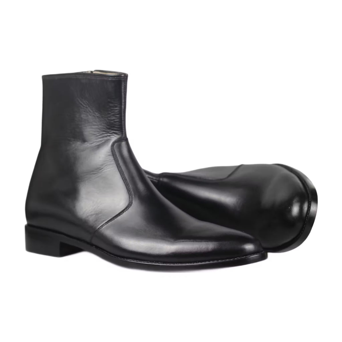Handmade Leather Ankle Boots: Men's Zipper Dress Boots