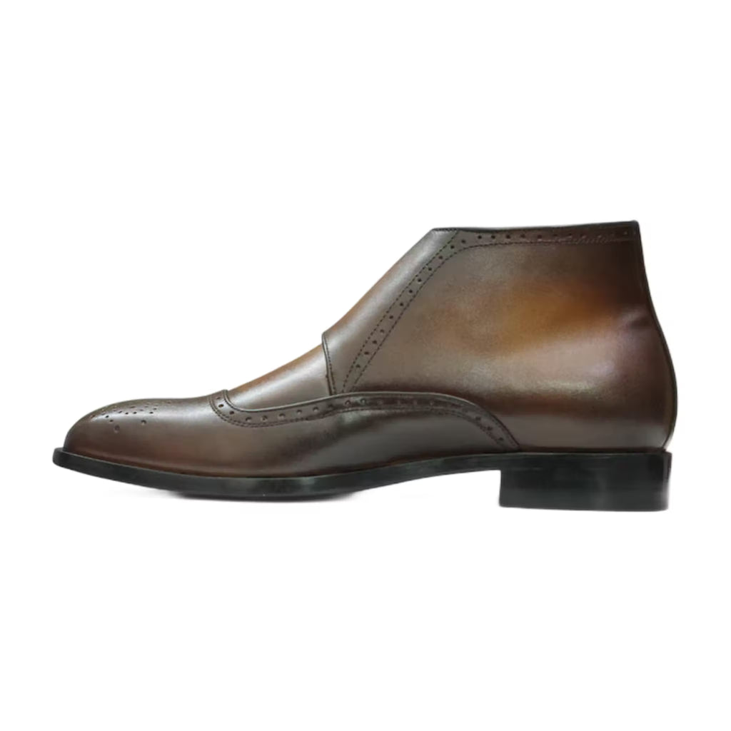 Handmade Leather Brogue Double Monk Strap Boots