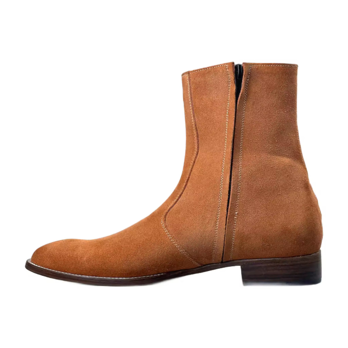 Handmade Suede Leather Zipper Ankle-High Boots