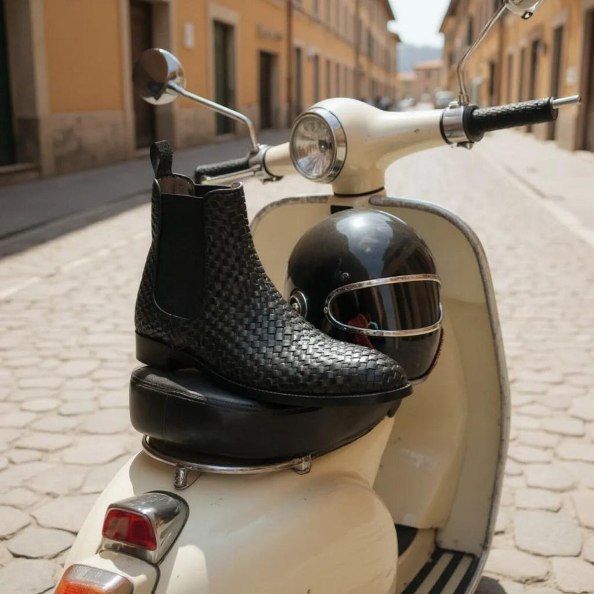 Handmade Full Grain Woven Leather Chelsea Boots