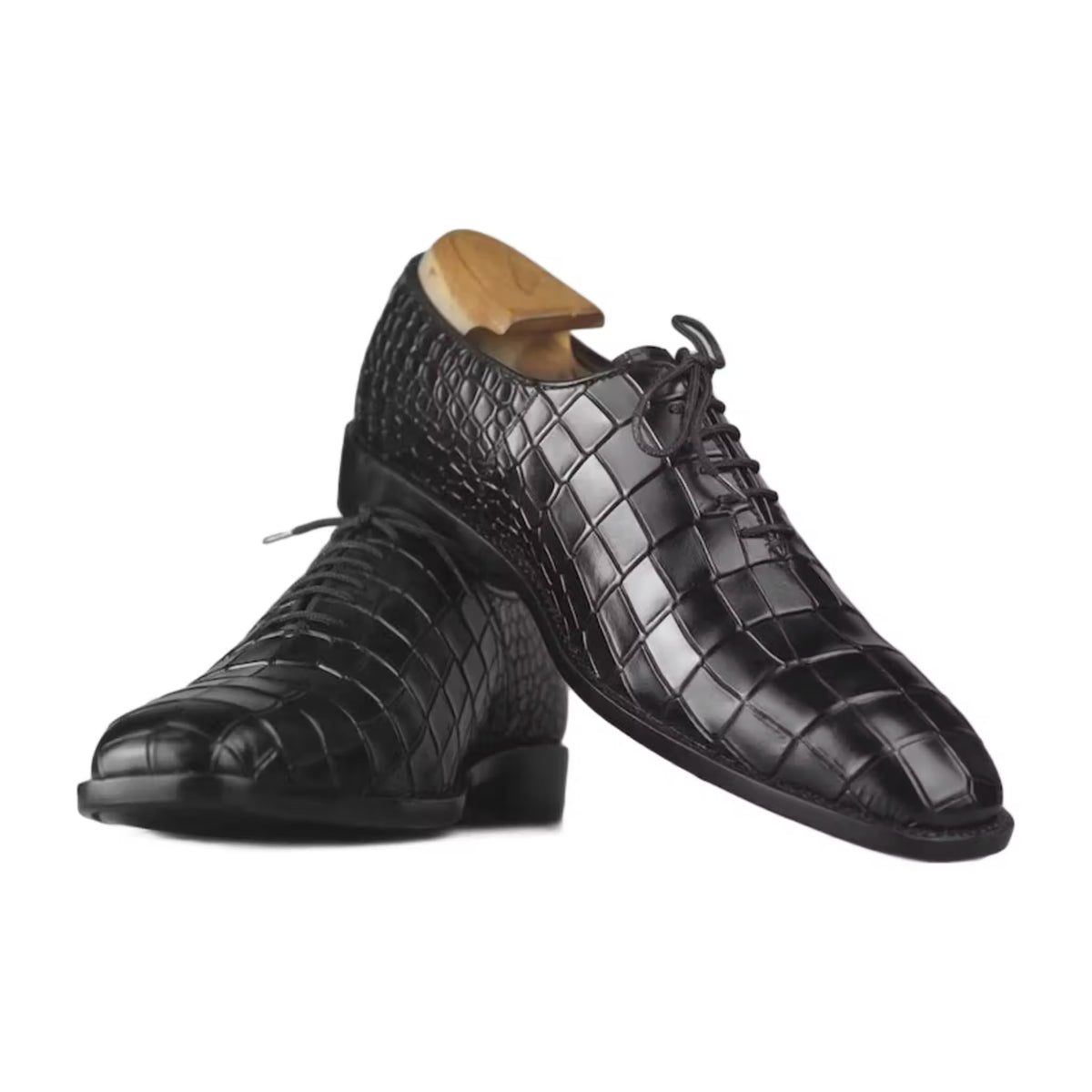 Handmade Alligator Print Leather Oxford Shoes