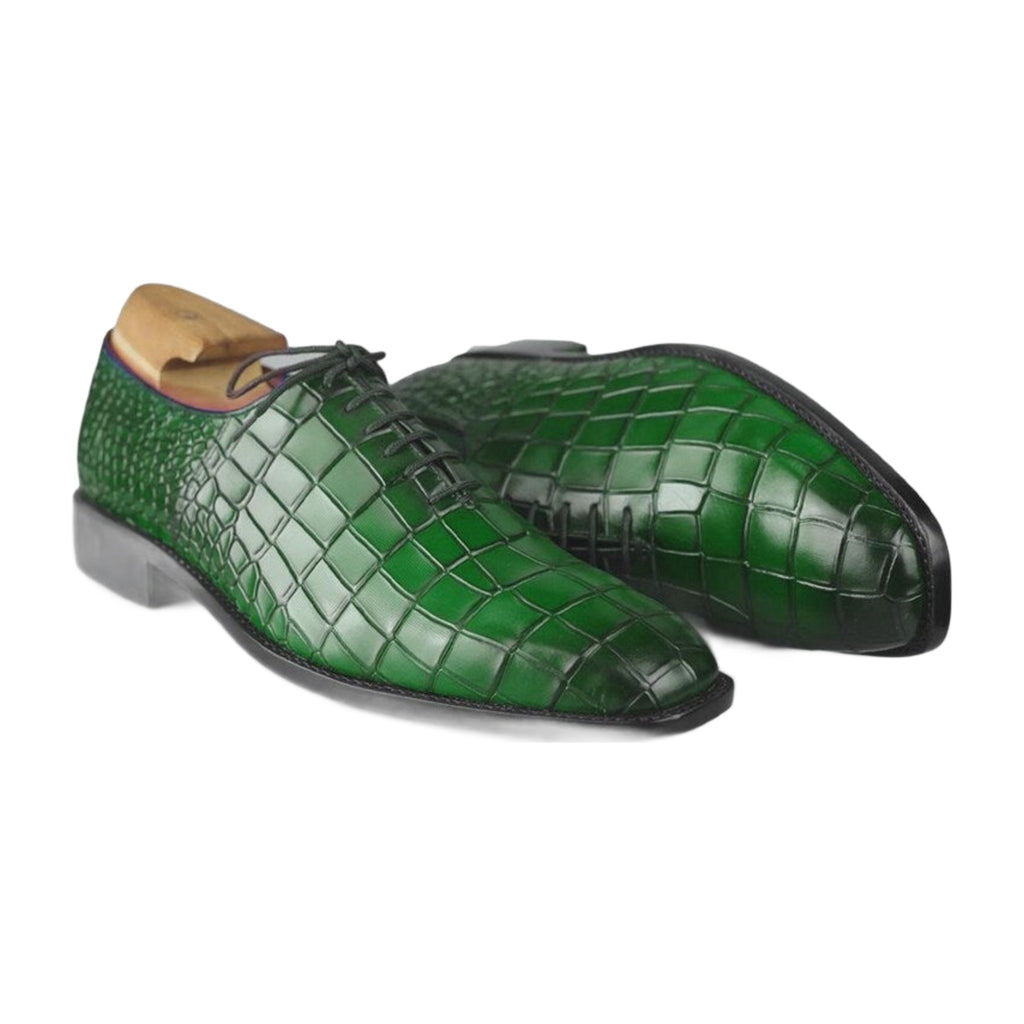 Handmade Alligator Print Leather Oxford Shoes