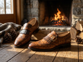 Ostrich Leather Kiltie Monk Strap Shoes