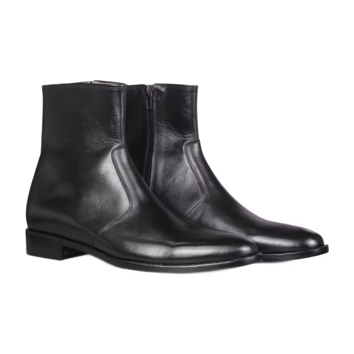 Handmade Leather Ankle Boots: Men's Zipper Dress Boots