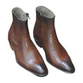 Handmade Brown Python Texture Zip Ankle Boots