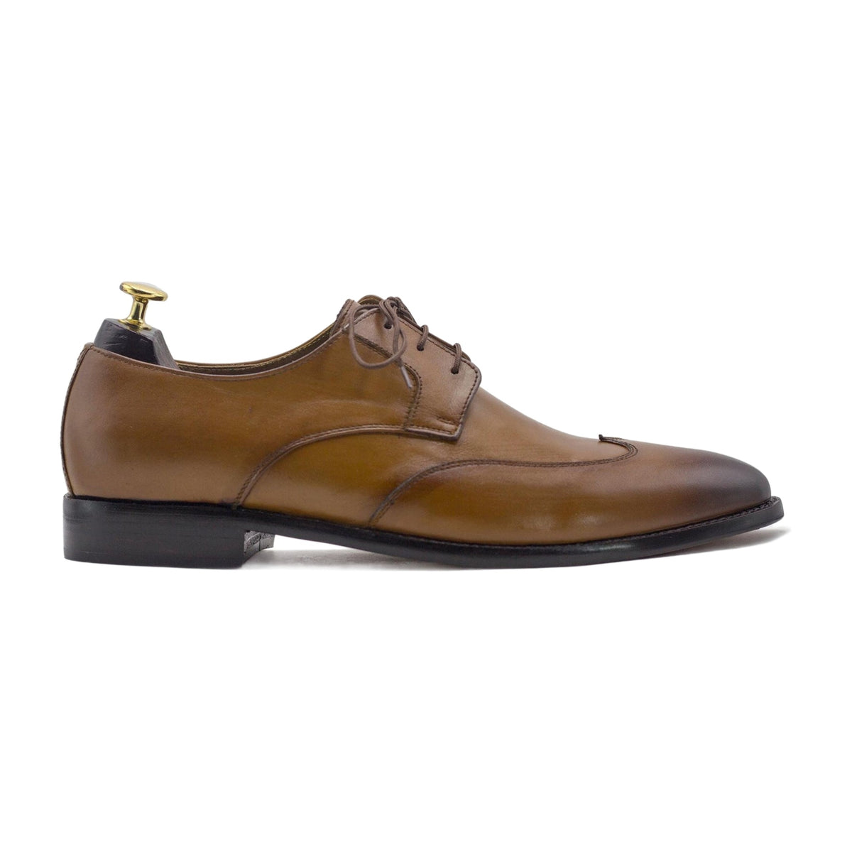 Handmade Brown Leather Wingtip Lace-Up Shoes