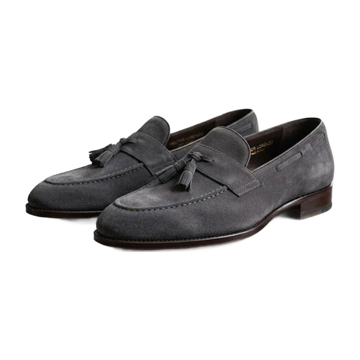Handmade Charcoal Grey Suede Penny Loafers