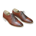 Handmade Brown Ostrich Print Oxford Shoes