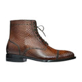 Handmade Brown Python Texture Cap-Toe Boots