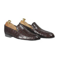 Handmade Brown Alligator Print Tassel Penny Loafers