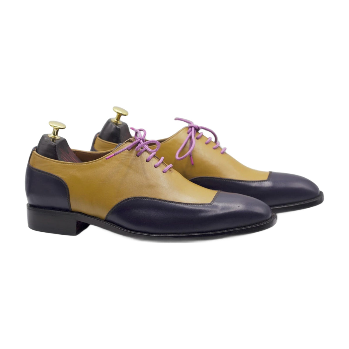 Handmade Two-Tone Purple Leather Dress Shoes