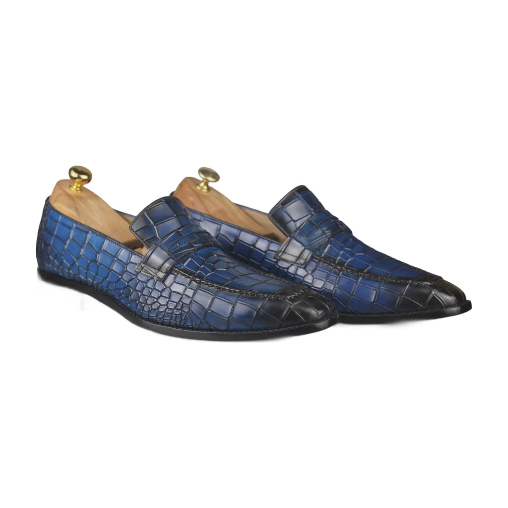Handmade Burgundy Alligator Leather Loafers