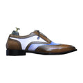 Handmade Two-Tone Brown & Blue Wingtip Brogue Shoes