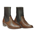 Handmade Two-Tone Ostrich Texture Zip Ankle Boots