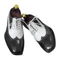 Handmade Two-Tone Black & White Wingtip Oxford Shoes