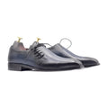 Handmade Navy Blue Side Lace-Up Leather Shoes