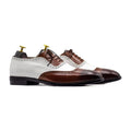 Handmade Two-Tone White & Brown Wingtip Brogue Shoes