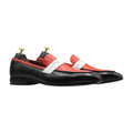 Handmade Three-Tone Red & Black Penny Loafers
