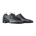 Handmade Black Leather & Alligator Print Brogue Shoes