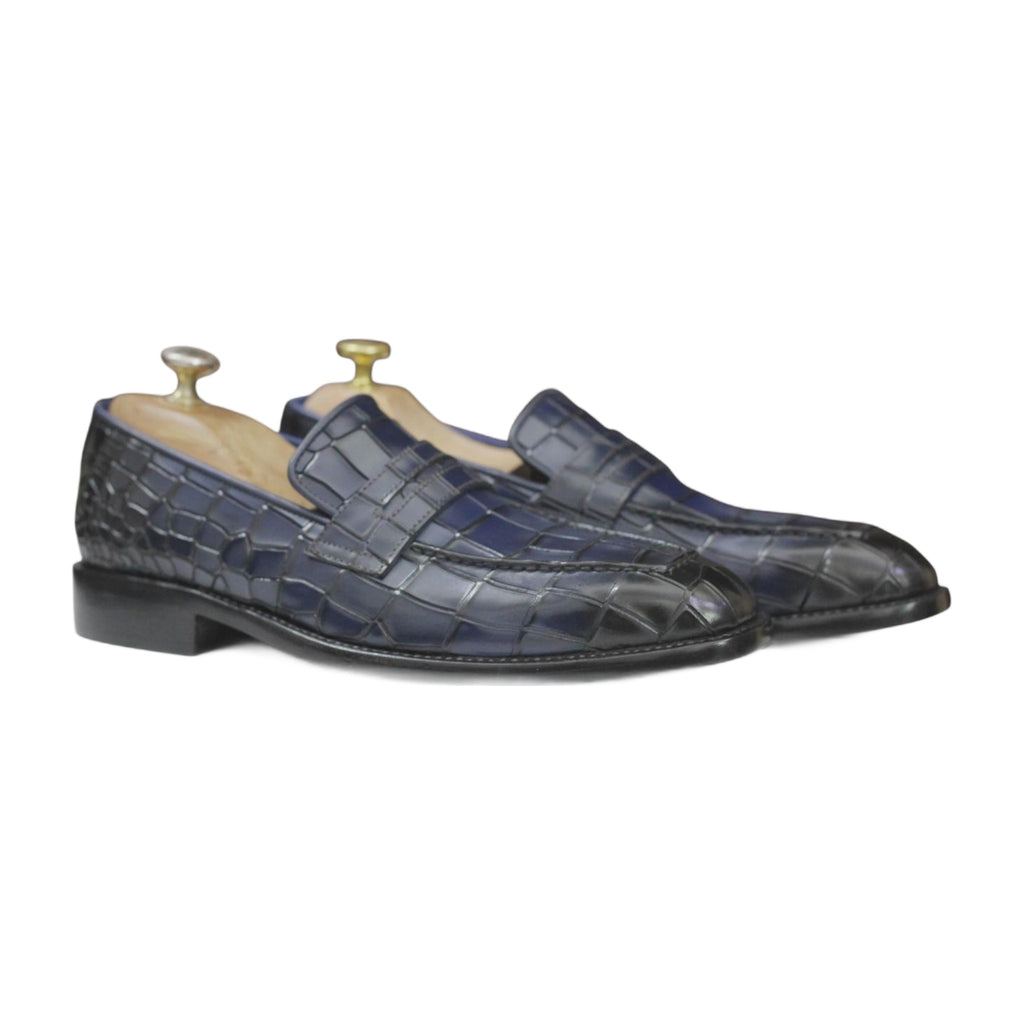 Handmade Two-Tone Alligator Print Penny Loafers