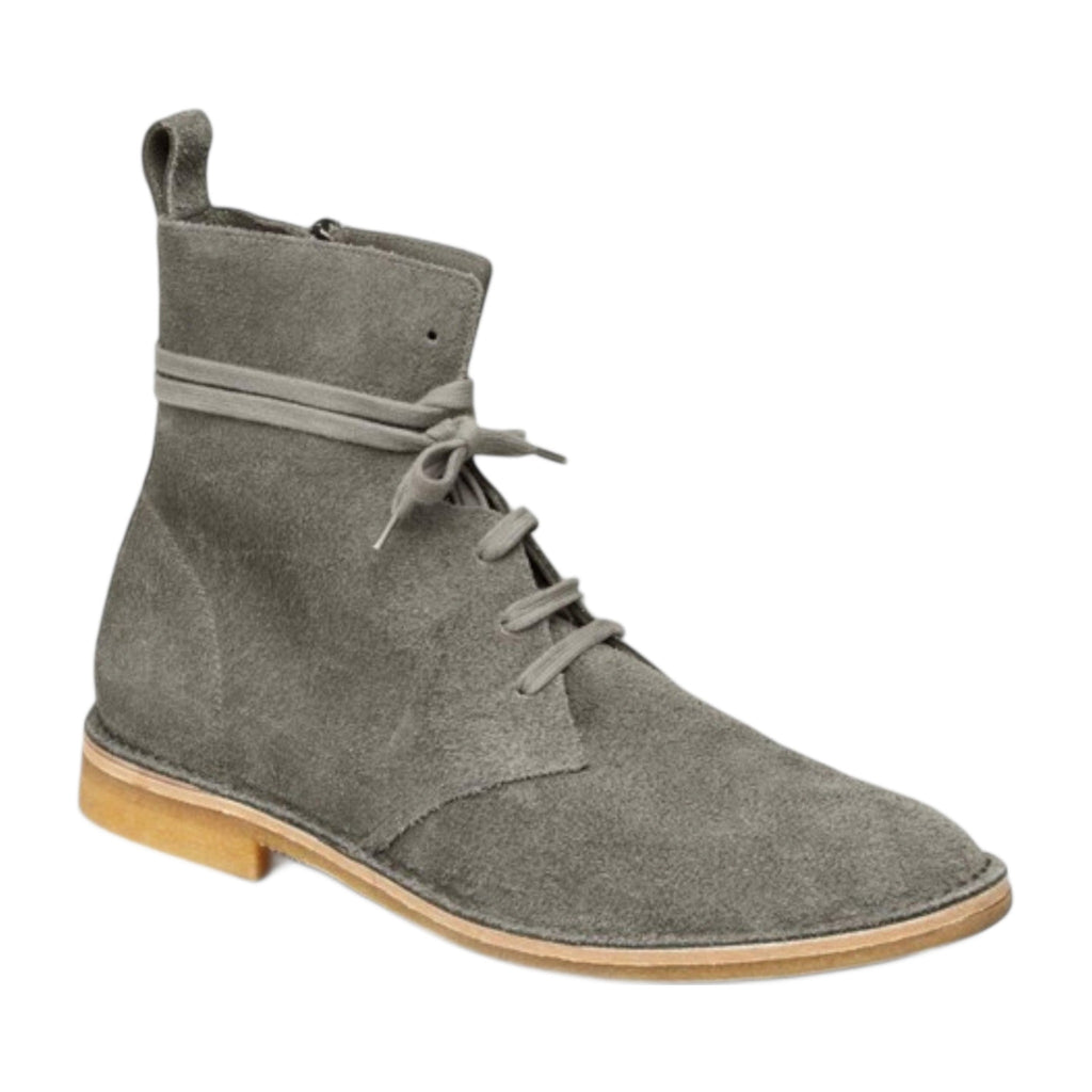 Handmade Grey Suede Crepe Sole Zip Boots