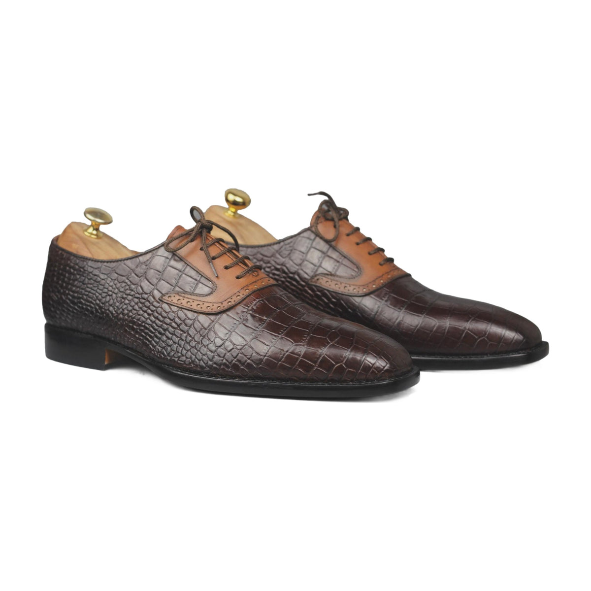 Handmade Two-Tone Alligator Print Dress Shoes