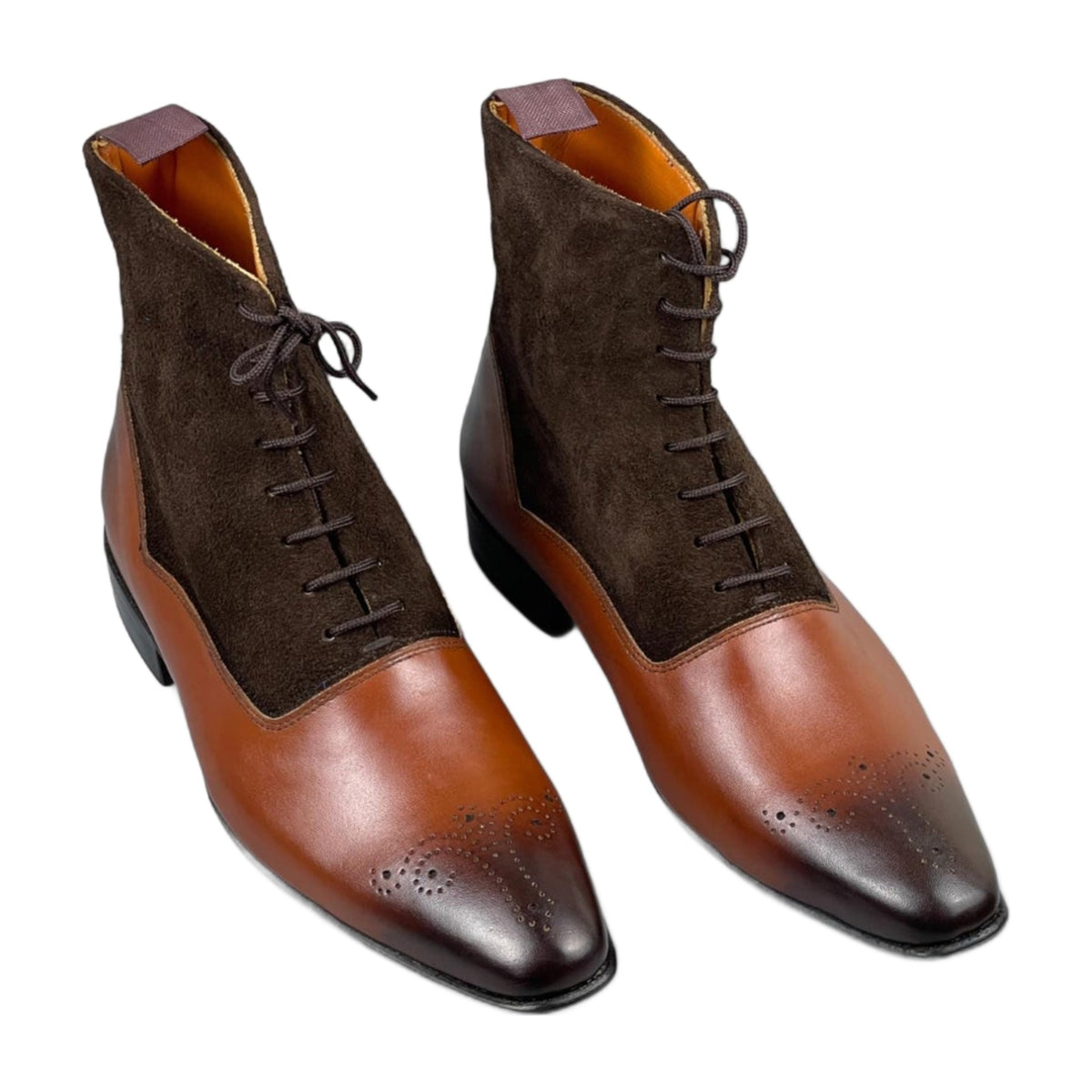 Handmade Two-Tone Leather Ankle Boots