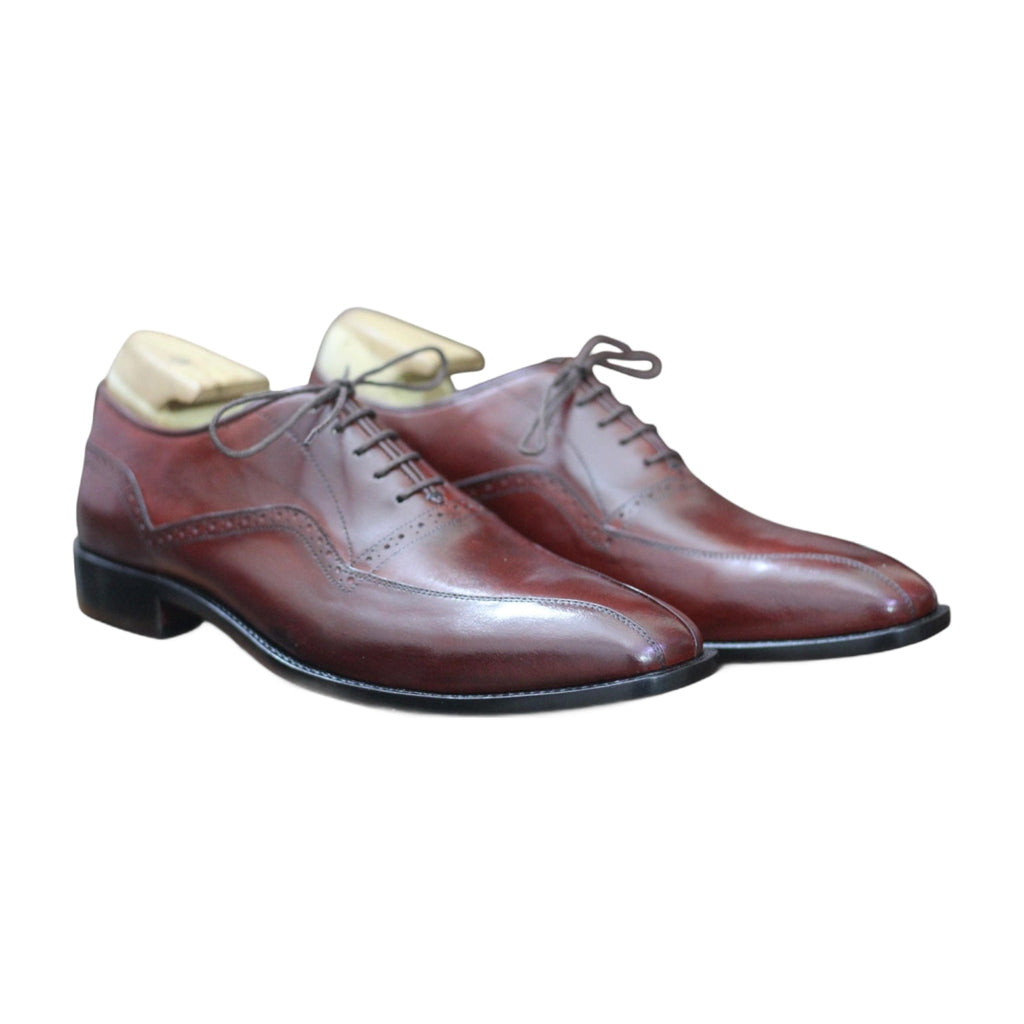 Handmade Burgundy Leather Lace-Up Dress Shoes