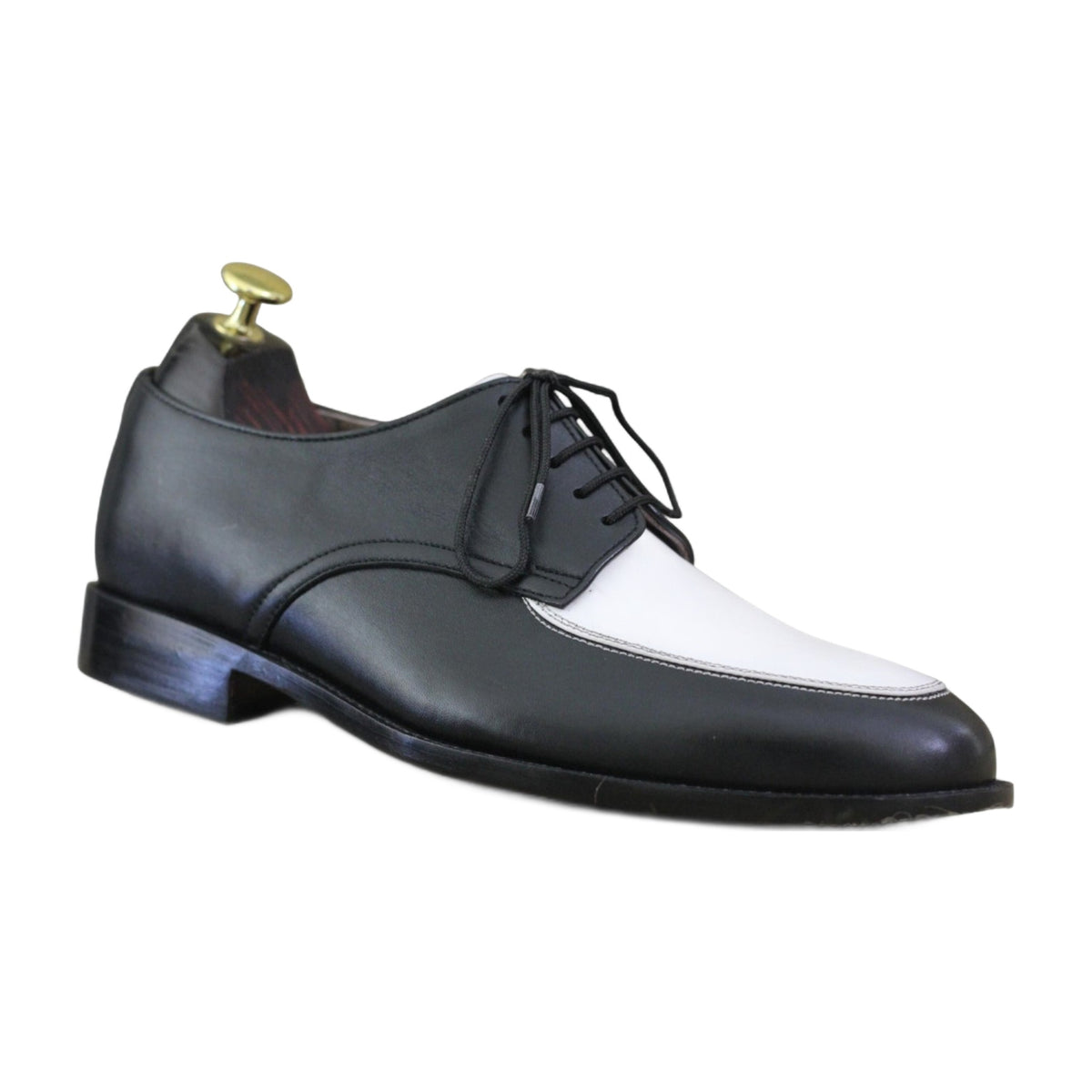 Handmade Two-Tone Black & White Leather Oxford Shoes