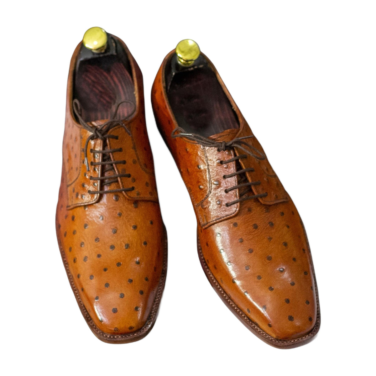Handmade Tan Ostrich Texture Oxford Shoes