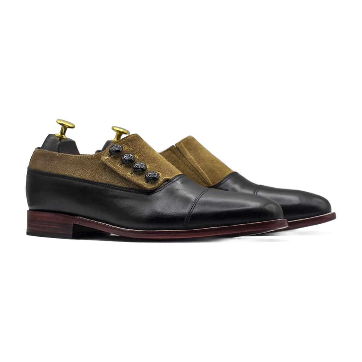 Handmade Two-Tone Tan & Black Button Shoes