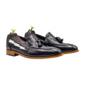 Handmade Black Leather Tassel Penny Loafers