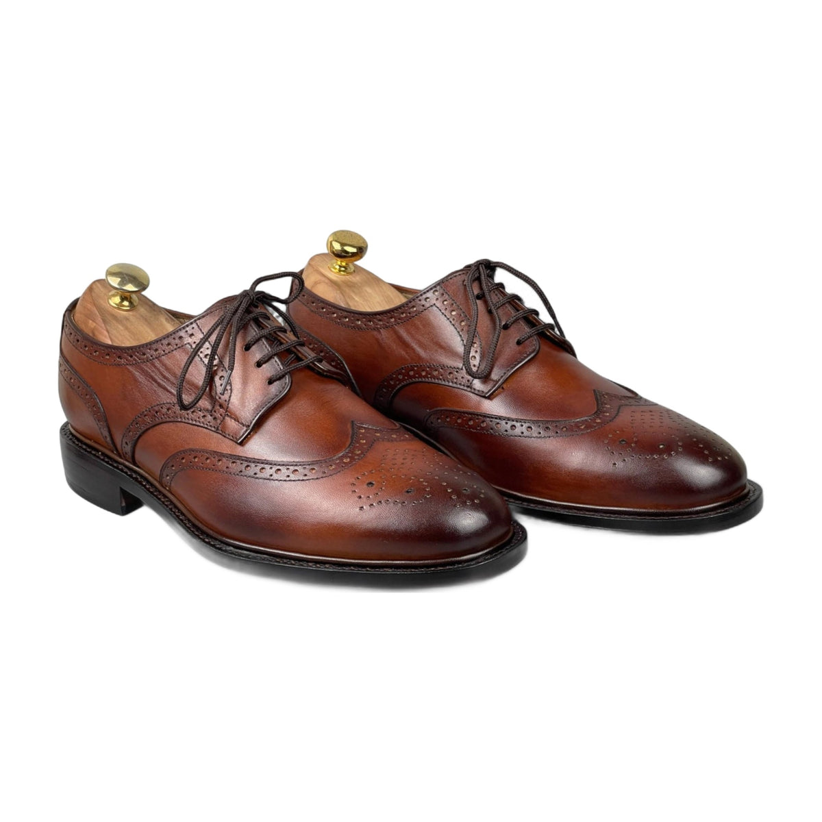 Handmade Burgundy Leather Wingtip Brogue Shoes