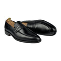 Handmade Black Pebble Grain Leather Penny Loafers