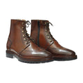 Handmade Brown Leather Wingtip Lug Sole Zip Boots