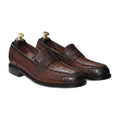 Handmade Brown Python Texture Leather Loafers