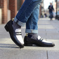 Handmade Two-Tone Black & White Leather Dress Loafers