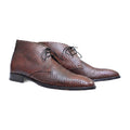 Handmade Brown Python Print Leather Chukka Boots