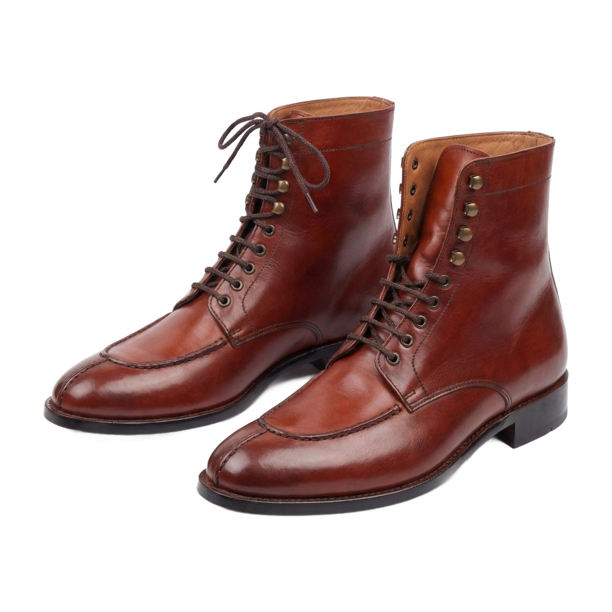 Handmade Maroon Leather Lace-Up Dress Boots