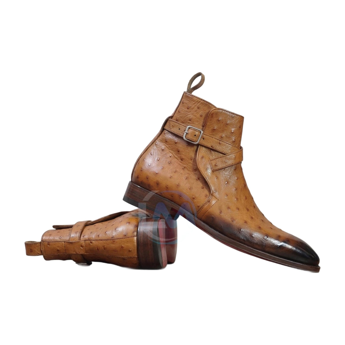 Handmade Ostrich Texture Leather Jodhpur Boots