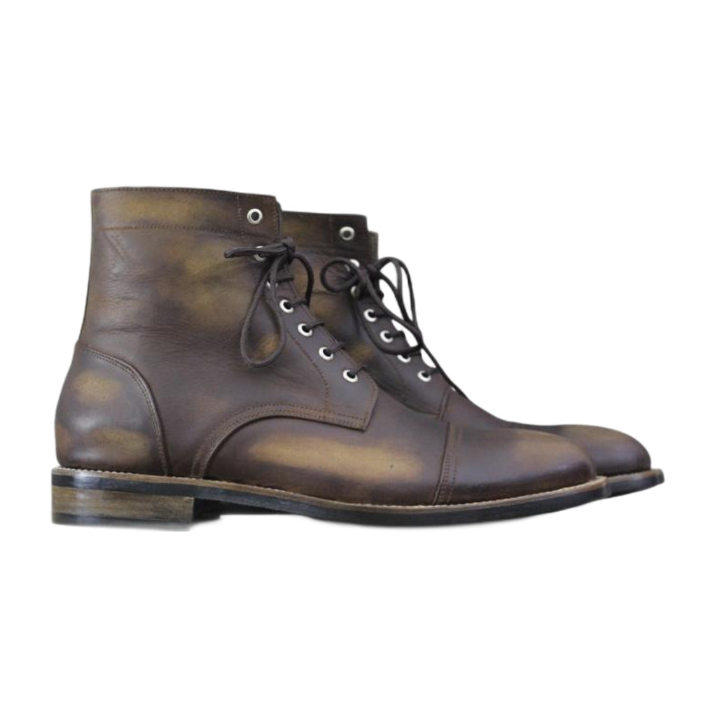 Handmade Leather Cap-Toe Ankle Boots