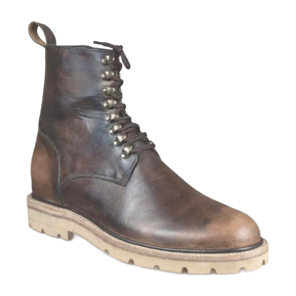 Leather Combat Boots with Zipper