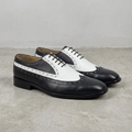 Handmade Two-Tone White & Black Wingtip Shoes