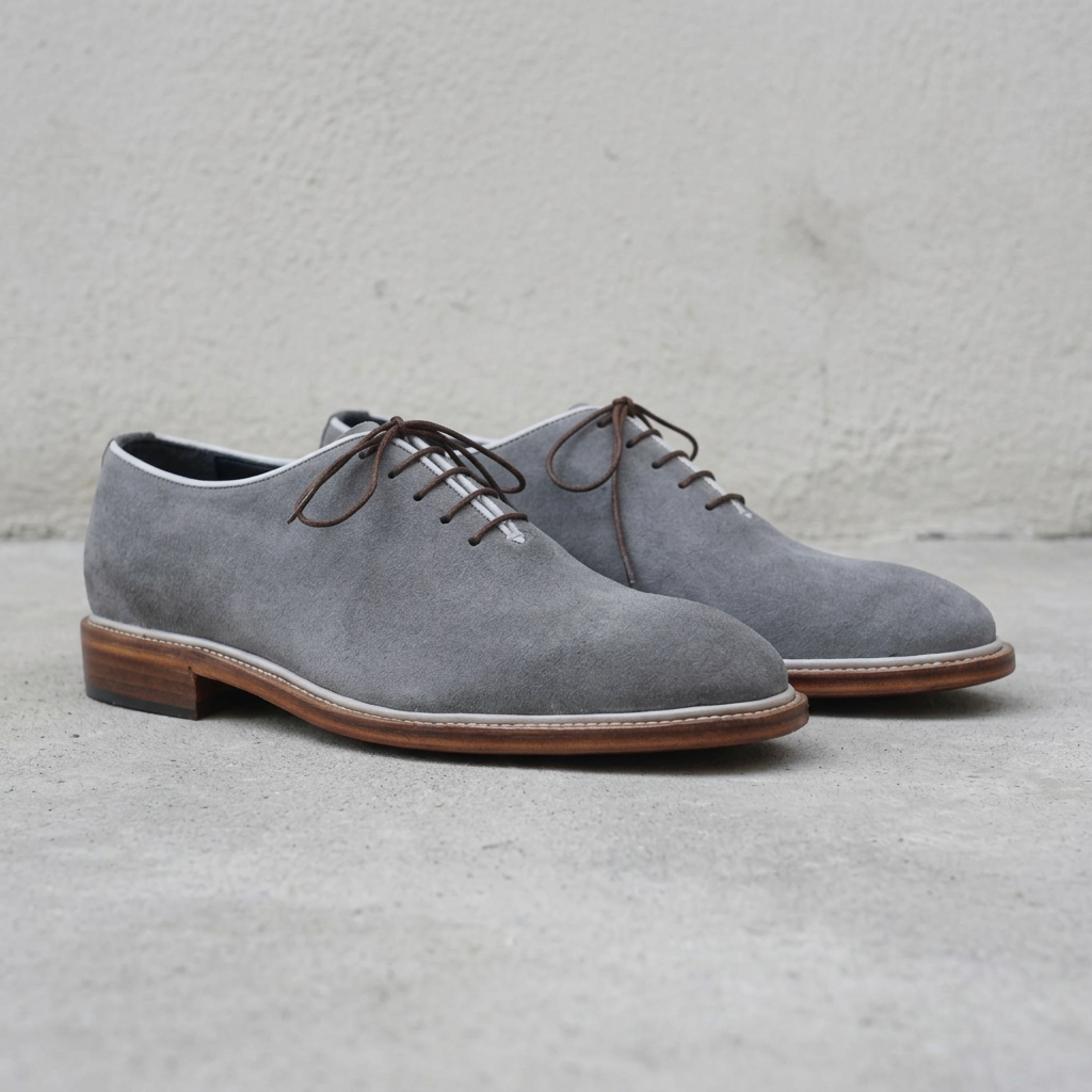 Handmade Grey Suede Oxford Shoes