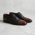 Handmade Two-Tone Black & Brown Cap-Toe Oxford Shoes