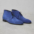 Handmade Blue Suede Chukka Boots