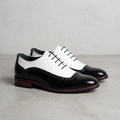 Handmade Two-Tone Black & White Patent Oxford Shoes