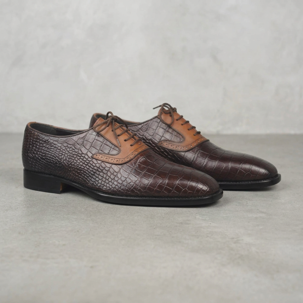 Handmade Two-Tone Alligator Print Dress Shoes